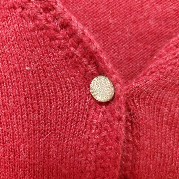 J Jill Red Cotton/Alpaca Blend Embroidered Button-up Cardigan Size Medium - Picture 5 of 8